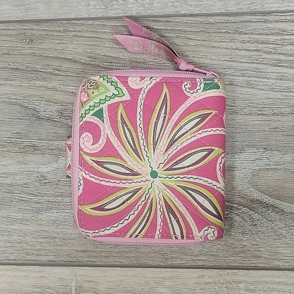 Vera Bradley Pink and Green Paisley Print Wallet - Picture 2 of 5